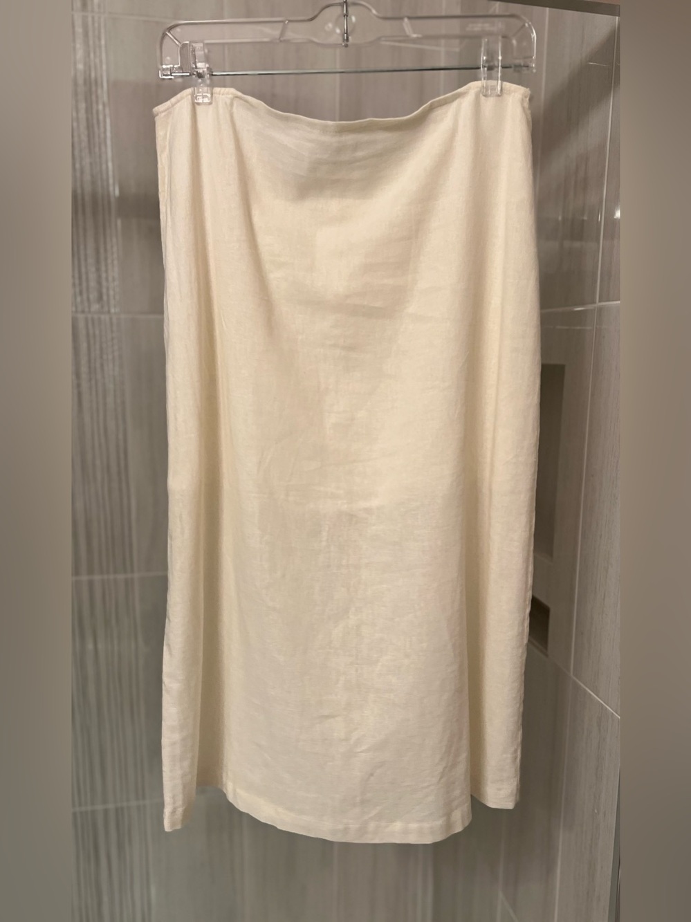 WeWoreWhat Ivory Cream Linen Blend Lined Midi Skirt Invisible Back Zip